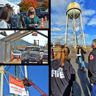 montage of covid testing site on auburn campus